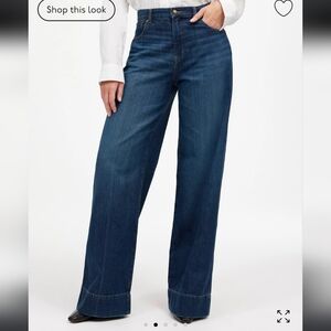 Madewell Dark Blue Soft Drape Super Wide Leg Jeans